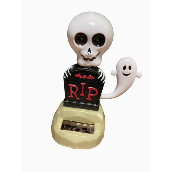 Halloween Solar-Powered Bobbleheads Set - Skeleton & Tombstone Design - Picture 4 of 10